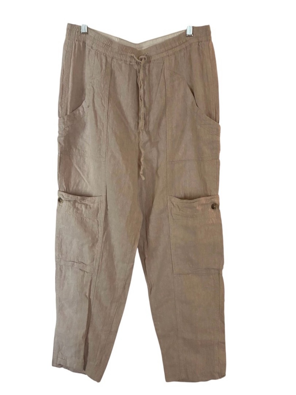 Free People Feelin Good Linen Blend Utility Cargo Pants in Natural Sz M